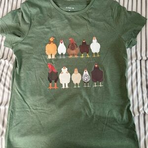 SHEIN Green Chicken Graphic Tee